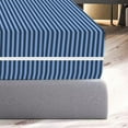 thumbnail image 6 of 100% Egyptian Cotton L Shape Zipper Mattress Cover, 800 TC, 26 Inch Deep Pocket Olympic Queen Size (66x80), Stripe Medium Blue, 6 of 6