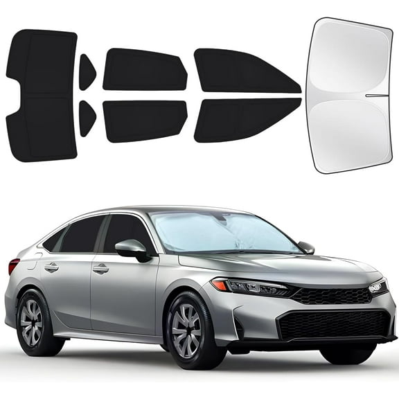 for Honda Civic 2022-2025 Car Window Shades, 8pcs Privacy Sun Shade Set for Front Windshield Side and Rear Windows, Full Window Covers Keeps vehicle Cool for Camping Napping