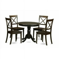 East West Furniture Antique 5-piece Dining Set with Round Table in Cappuccino
