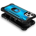 thumbnail image 4 of Nagebee Case for iPhone 12, iPhone 12 Pro with Tempered Glass Screen Protector, Aluminum Metal Built-in Ring Stand, Full-Body Protective Shockproof Military Bumper Phone Cover (Blue), 4 of 6