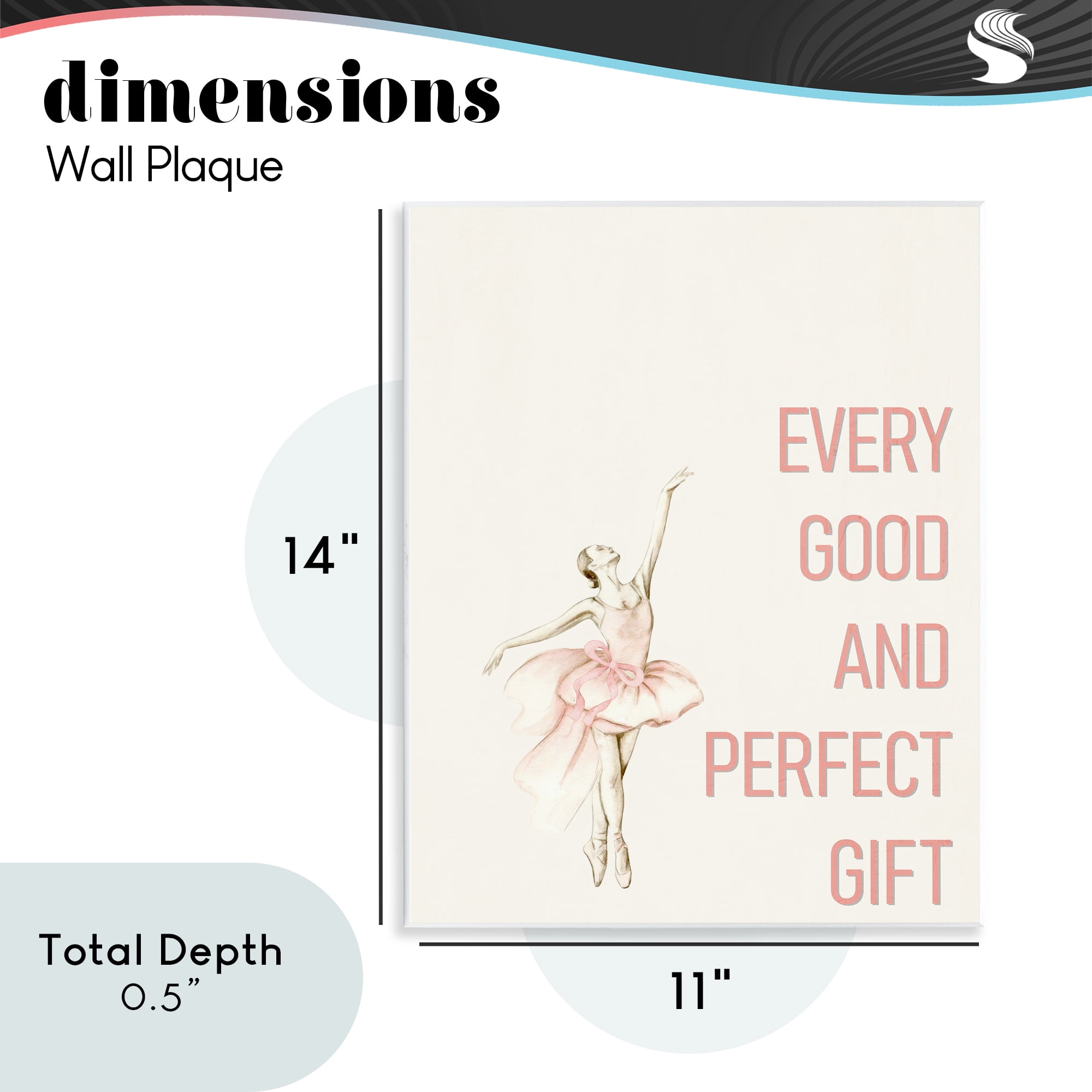 Good & Perfect Gift Ballerina Wall Plaque Art, design by Kim Allen