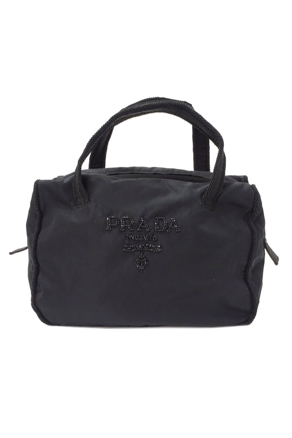 Pre-Owned Prada PRADA handbag for women, brand name handbag, Tessuto nylon, beads, black,...