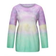 thumbnail image 3 of Women's Casual Crewneck Sweatshirt Tie dye print Long Sleeve Shirts Loose Fit Pullover Tops Basic Tee Tops Soft Comfy Blouse Tunic Shirts, 3 of 5