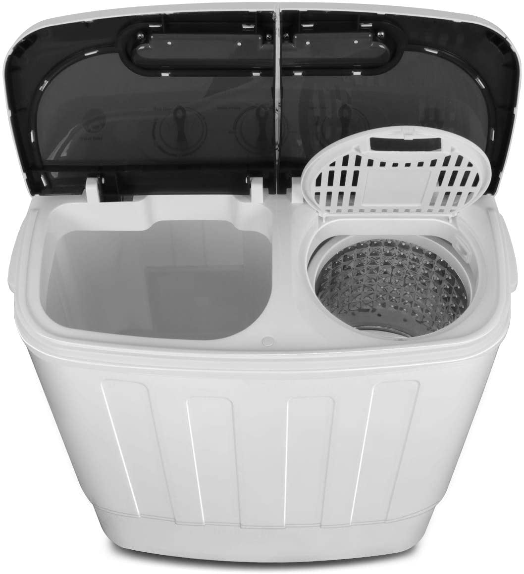HOMAKE-PRO Compact Mini Twin Tub Washing Machine 13lbs Capacity Portable Washer Wash and Spin Cycle Combo, Built-in Gravity Drain for Camping, Apartments, Dorms, College, RV’s and Small Spaces