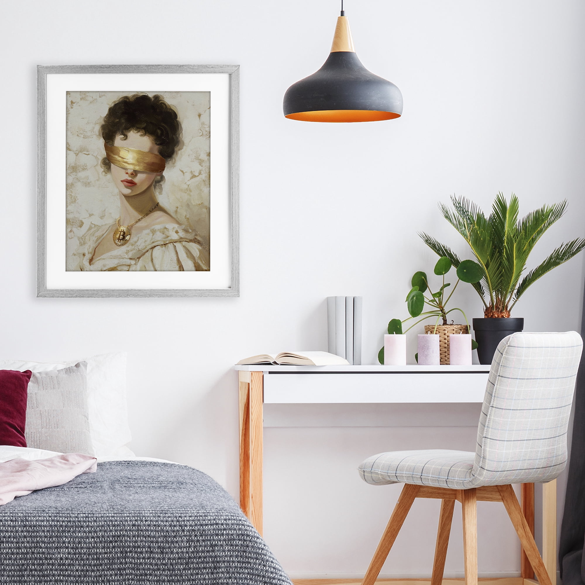 Stupell Industries Crypto Veil Portrait Gray Framed Print Under Glass, design by Svetlana Aleynikova