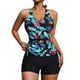 thumbnail image 1 of Gibobby Conjunto de bikini para mujer Trajes de baño de mujer Trajes de baño de dos piezas Camiseta sin mangas con estampado floral con pantalones cortos(Negro,CH), 1 of 3