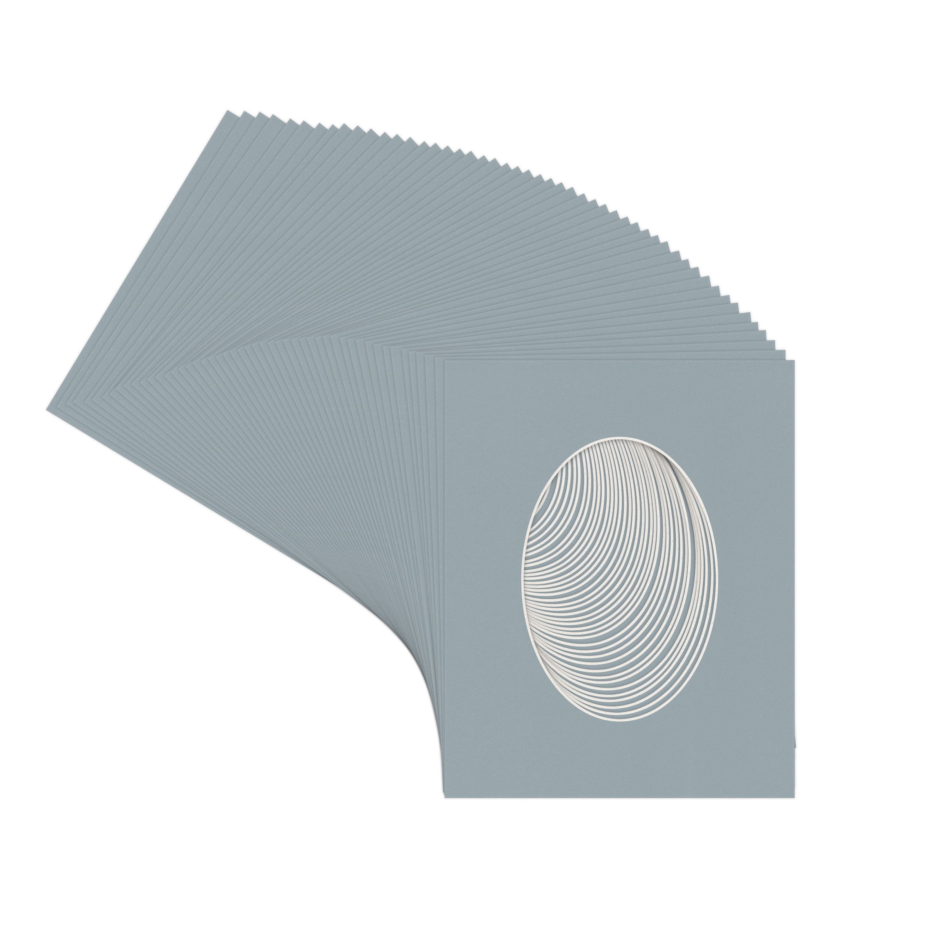 Metallic Silver Picture Frame Mat for 18x24 Frames - Oval Opening for 12x18 Photos - 50 Mats