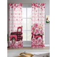 thumbnail image 2 of Valentine's Day Sheer Curtains 84 Inch Length 2 Panels Set for Living Room/Bedroom, Pink Romantic Truck Love Roses Red Plaid Kitchen Curtains Grommet Semi-Sheer Curtains Window Treatments 52"x84"x2, 2 of 7