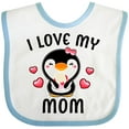 thumbnail image 3 of Inktastic I Love My Mom with Cute Penguin and Hearts Girls Baby Bib, 3 of 4