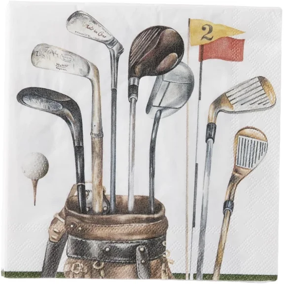 VAULT- Ihr Cocktail Napkins Disposable 3-Ply Paper Party Napkin Pack, 5" X 5" Golf