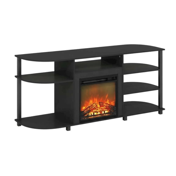 Entertainment Center Stand, Fireplace, TVs up to 55 Inch, Brown Finish