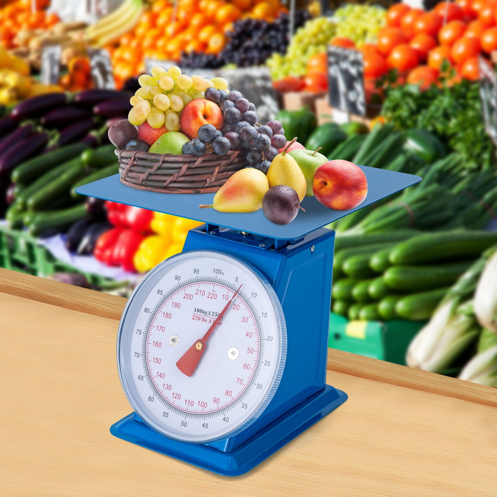 220-LBS Blue Heavy Duty Portion-Control Mechanical Dial Scale Industrial Dial Scale for Supermarkets
