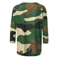 thumbnail image 4 of QQAMB Womens Tops Camouflage 3/4 Sleeve Crewneck T-Shirts Blouse Trendy Casual Loose Workout T-Shirts Army Green S, 4 of 5
