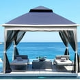11 x 11 Ft Pop Up Gazebo Screen Tents, 2Tier Top Pavilion Gazebo Tent