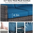 thumbnail image 5 of Orithm 3-Seat All-Weather PE Rattan Patio Couch, Ergonomic High Back Outdoor Wicker Sofa with 4.3" Thick Cushion, Adjustable Feet & Waterproof Fabric, Peacock Blue, 5 of 9