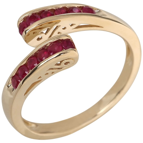 14Kt Yellow Gold Ruby By Pass Ring