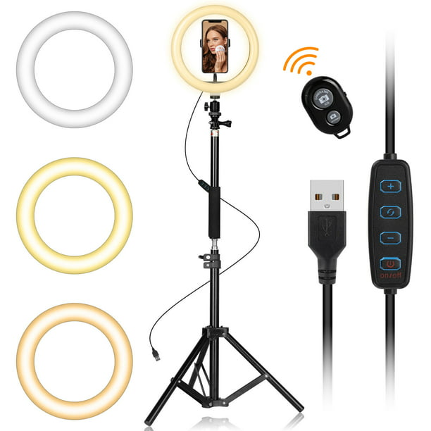10" LED Ring Light with Tripod Stand for Live Streaming YouTube Video, Makeup Ring Light for Photography, Shooting with 3 Light Modes and 10 Level - Walmart.com