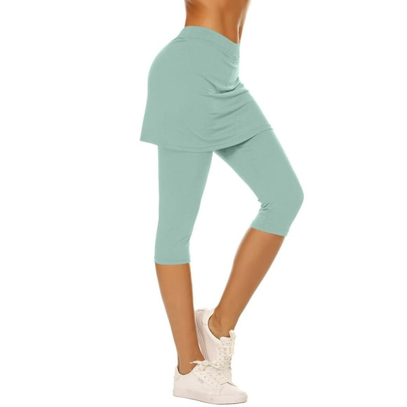 Capris pour Femmes Jupe-Legging d'Été Décontractée pour Femmes, Jupes-Short de Tennis Golf Capris Legging de Gym Yoga avec Jupes Vert Menthe P