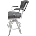 thumbnail image 2 of Miami Counter Height 26" Swivel Tilt Metal Bar Stool-Charcoal Fabric-White Frame, 2 of 3