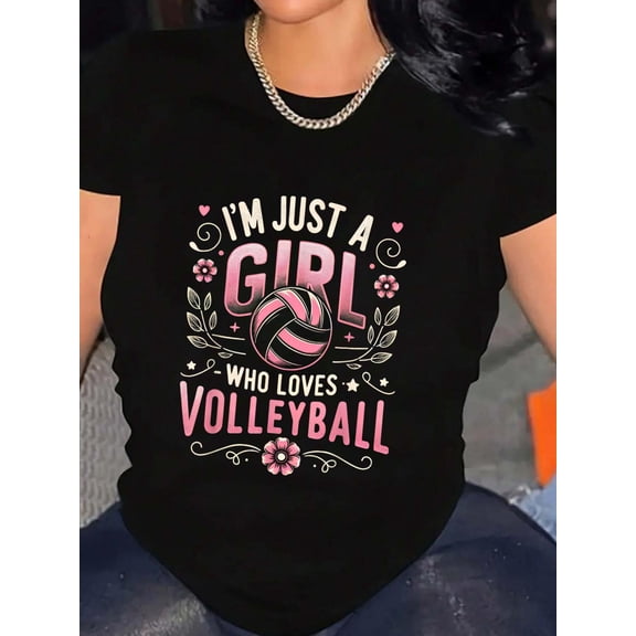 Volleyball Cute Graphic Tee for Teens Girls Women T-Shirt Graphic Tee summer Tops For Women Round Neck Fashion Cotton shirts