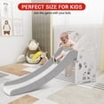 thumbnail image 3 of Kids Slide, 3 In 1 Toddler Slide with Basketball Hoop and Ball, Freestanding Baby Playset with Long Slope, Foldable Plastic Slide Climber Set for Indoor, Outdoor, Backyard, 3 of 10