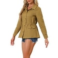 thumbnail image 5 of INSPIRE CHIC Women's Utility Jackets Drawstring Waist Flap Pocket Zip Button Jackets L Dark Khaki, 5 of 7