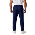 thumbnail image 5 of Men's Track Pants Joggers Athletic Drawstring Waist Elastic Quick Dry Running Gym Workout Trousers Striped Side Stripe Tapered Trousers Navy S, 5 of 6