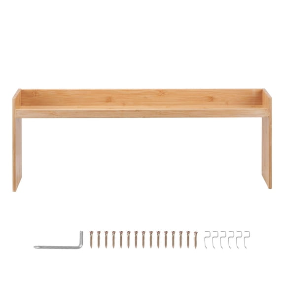 Over Stove Spice Shelf Kitchen Organizer with 6 Hooks Easy Assemble Countertop Storage