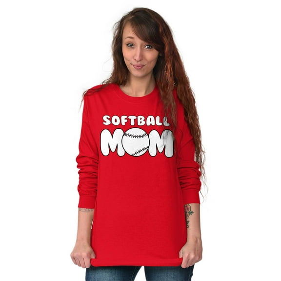 Softball Mom Proud Sports Mother Women's Long Sleeve T Shirt Brisco Brands S