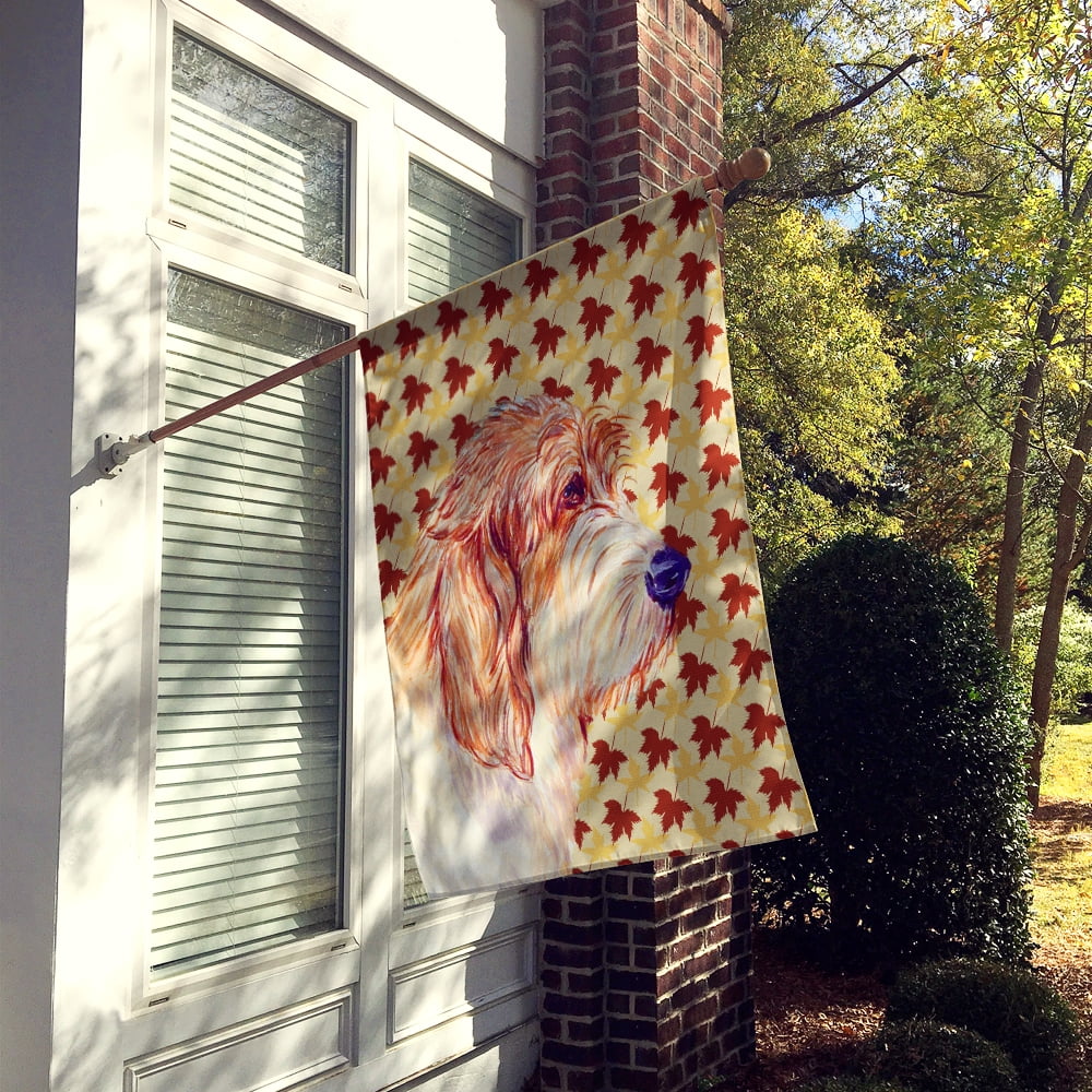 Carolines Treasures LH9127-FLAG-PARENT Petit Basset Griffon Vendeen Fall Leaves Portrait Flag  multicolor