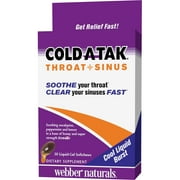 Webber Naturals Coldatak Throat & Sinus Cool Liquid Burst Gel Softchews, 30 Ct