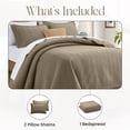 thumbnail image 3 of Ameha 3-Piece Linen Bedspread Set Ultrasonic Chevron Pattern Lightweight Quilt Camel Queen, 3 of 8
