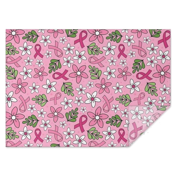 Pink Breast Cancer and Pioneer Flower Rectangle Tablecloth 60"x84",Waterproof Polyester Rectangle Table Cloth, Wipeable Spillproof Polyester Tablecloth for Dining, Camping, Indoor and Outdoor