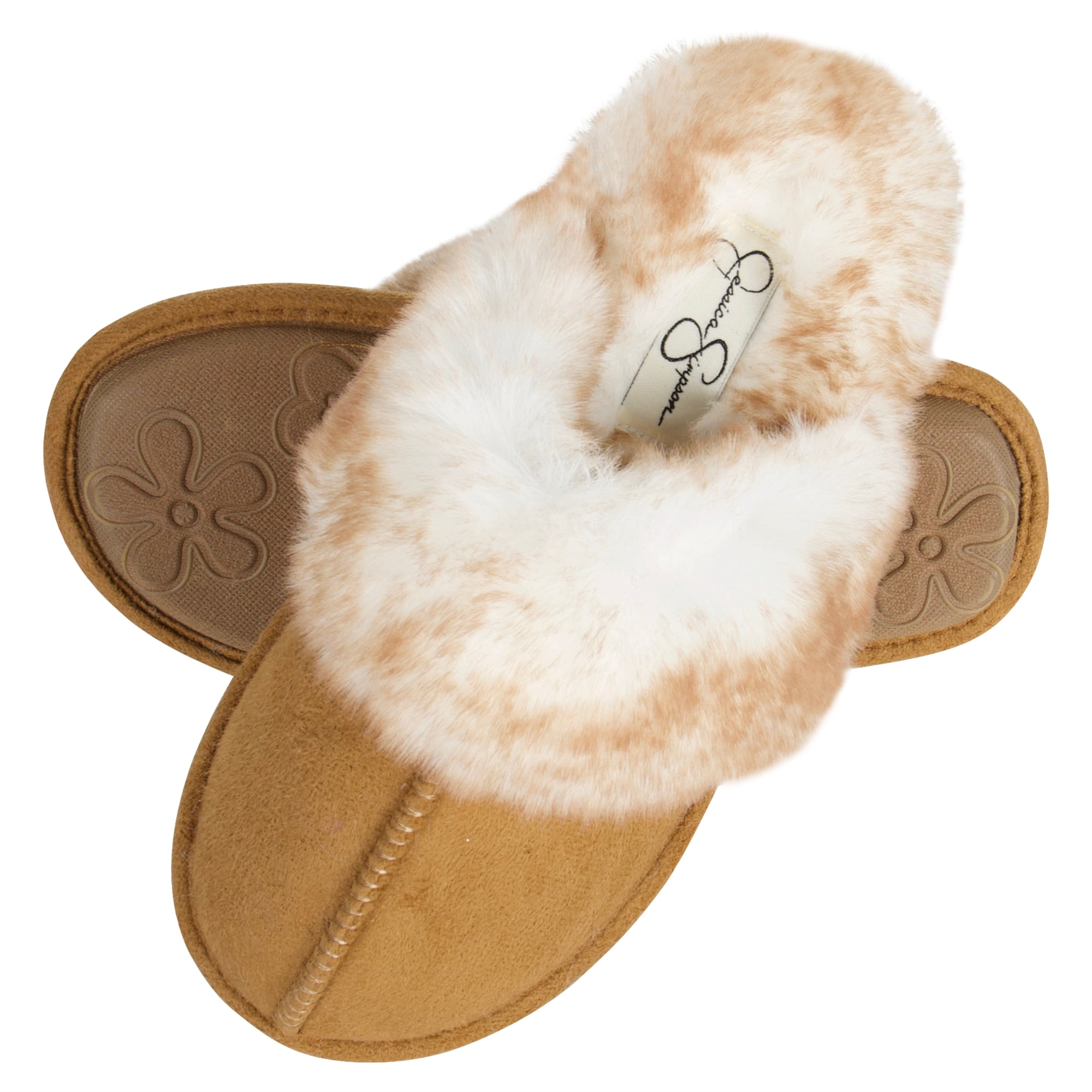 Cozy Warm Memory Foam House Shoe for Kids Jessica Simpson Girls Microsuede Bootie Slipper with Faux Fur Trim 