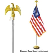 Anley 7.5 Ft Telescoping Flag Pole - Aluminum Telescopic Flagpole with Tangle Free Carabiners & Golden Eagle Top Finial (Flag and Base NOT Included)
