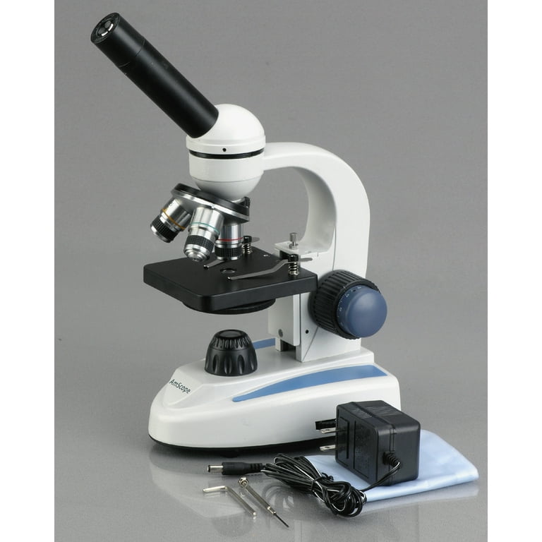 AmScope 40X-1000X Portable Student Compound Microscope - All Metal Frame +  USB Digital Camera 