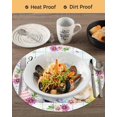 thumbnail image 3 of 15 Inch Round Placemats Set of 6, Easter Rabbits Non Slip Heat Insulation PP Table Mats, Cute Bunny Faisy Leaf Eggs Spring Colorful Plaid Washable Place Mats for Kitchen Dining Party Table Decor, 3 of 7