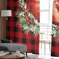 thumbnail image 5 of Christmas Cardinal Birds Sheer Curtains 63 Inch Length 2 Panels Set, Semi Transparent Voile Rod Pocket Curtains for Living Dining Room Bedroom Drapes Buffalo Checker Xmas Pine Tree, 5 of 8