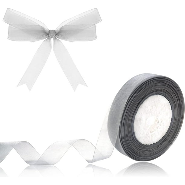 Nvzi Cinta de organza transparente verde de 3/4 de pulgada, cinta de gasa de 50 yardas para envolver regalos, día de la madre, bodas, ramos de flores, manualidades (gris)