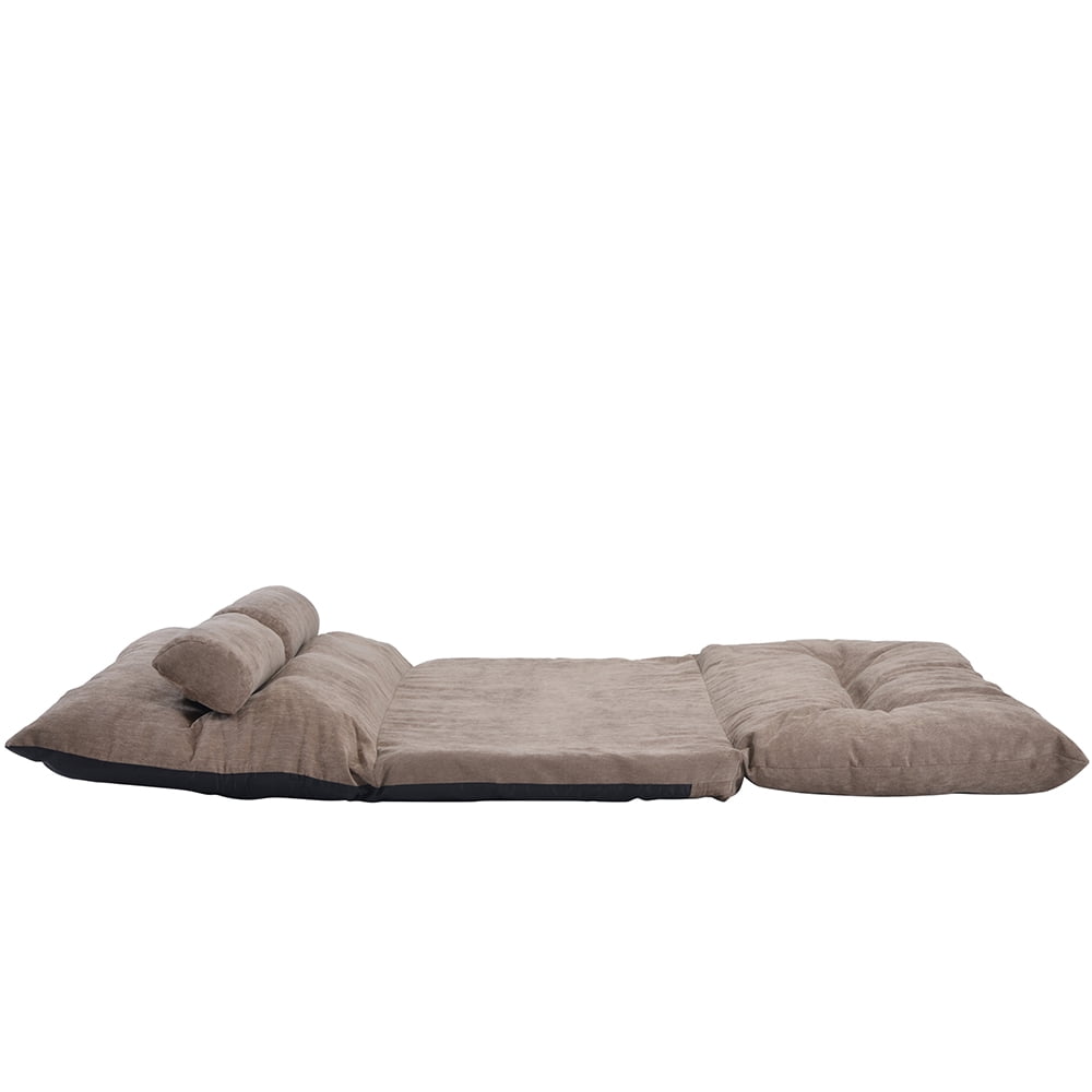 Lowestbest Sofa Bed, Adjustable Folding Futon Sofa, Video Gaming Sofa Lounge Sofa with 2 Pillows, Gray