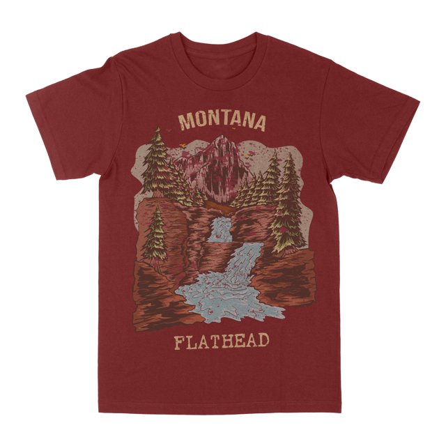 Americana Collection Montana T-Shirt Large à Tête Plate Bordeaux