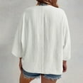 thumbnail image 4 of BiZtdJrK Womens Plus Size Loose Cardigan V Neck 3/4 Sleeve Button Down Cardigans Lightweight Summer Beach Cover Up White XL, 4 of 9