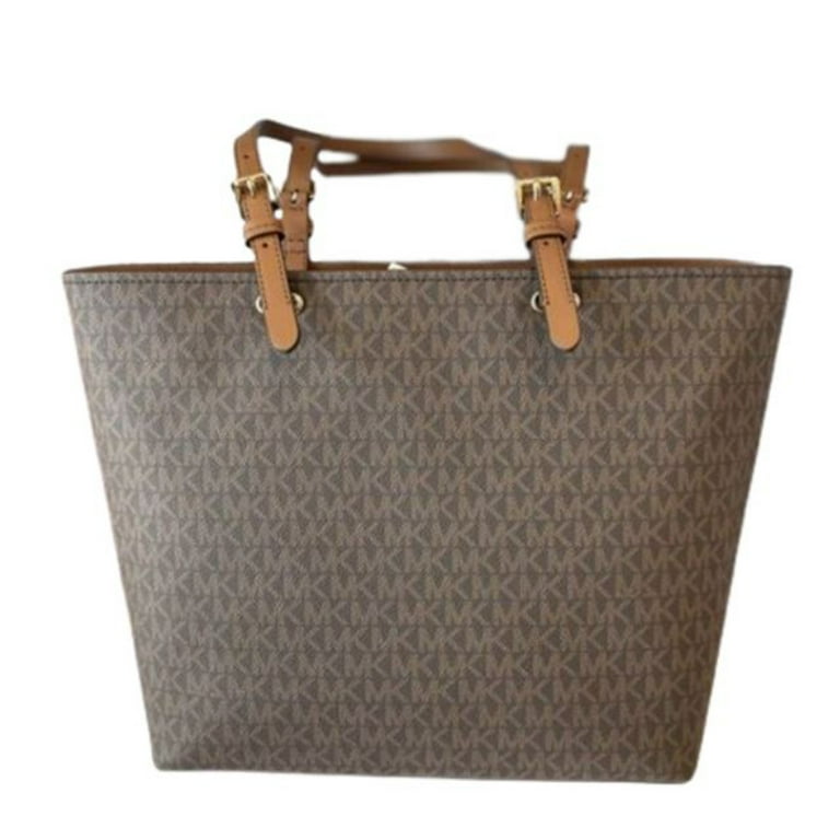 Michael Kors Medium Logo Pocket Tote Bag with Zip Hand Gold tone Hardware Brown Walmart