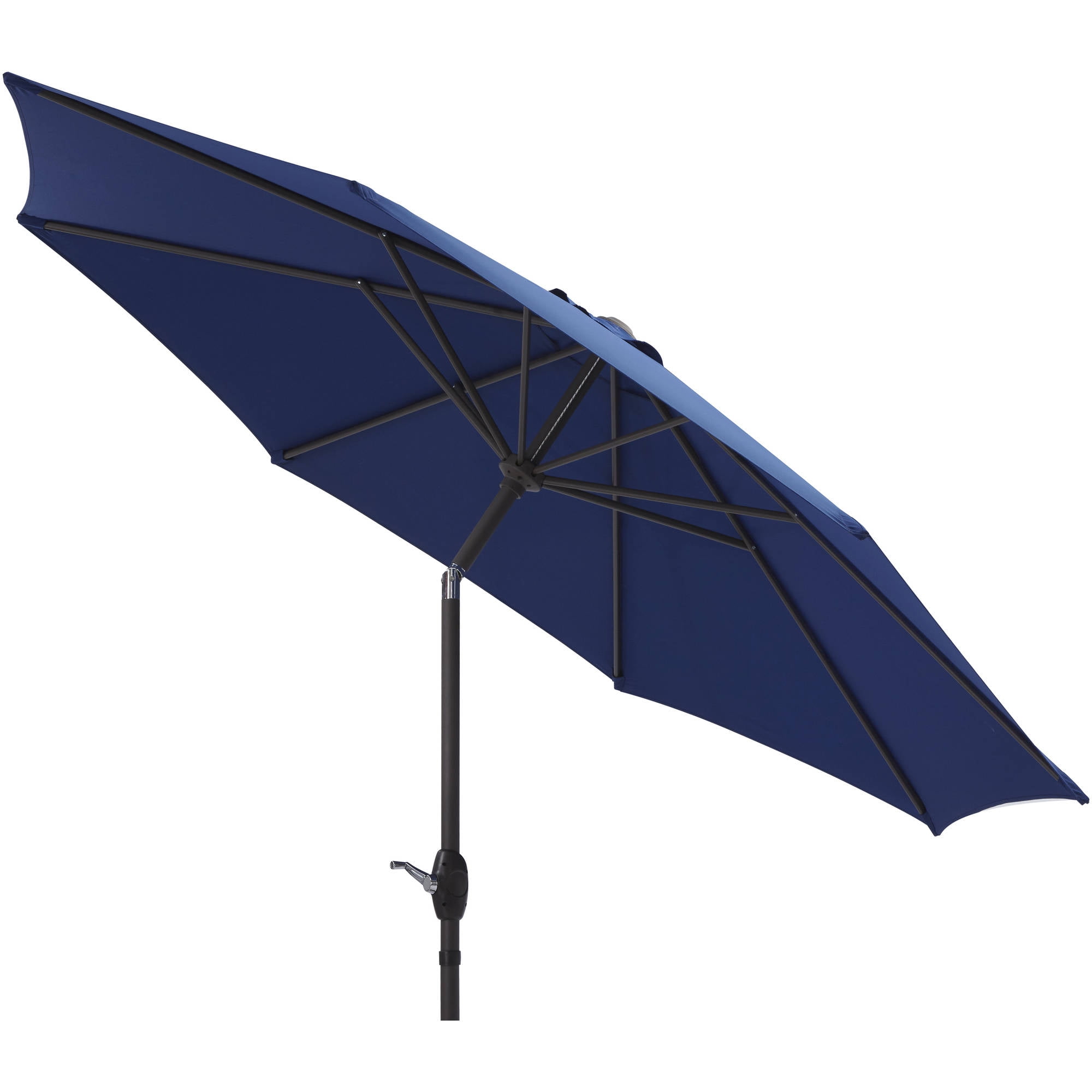 Mainstays 9' Market Umbrella, Navy Blue with Brown Frame by