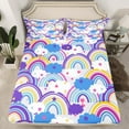 thumbnail image 2 of Feelyou Purple Rainbow Cloud Full Size Sheets, Kawaii Stars Galaxy Sky Bed Sheets, Teens Kids Boys Girls Sheet Sets, Super Cozy Room Decor, 4pcs, 2 of 7