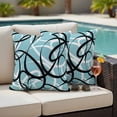 thumbnail image 4 of Aqua Geometric Outdoor Waterproof Pillow Covers, Modern Black White Striped Abstract Lines Decorative Square Throw Pillowcase Sofa Cushion Sham for Patio/Couch/Chair, 16"x16" 2 Pack, 4 of 8