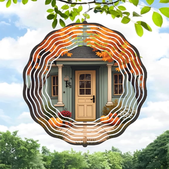 Beautiful Metal Hanging Wind Spinners & Chimes for Yard & Garden - Autumn Leaf Design Colorful Patterns Perfect for Fall Decor