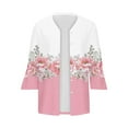 thumbnail image 4 of Sakmal Casual Coats for Women Plus Size Lightweight Pink Long Sleeve Sleeve Cardigan Floral Loose Fit Flowy Jackets for Girls, 4 of 5