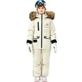 thumbnail image 2 of Toddler Snowsuit Children's Solid Color Thick Down Jacket With A Large Collar Waterproof Snow-proof Outdoor Sports Daily Winter And Warm Ski Set，1-5years, 2 of 5