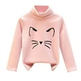 thumbnail image 3 of Toddler Girl's Long Sleeve Crew Neck Tops High Collar Print Unisex Pullover Sweatshirt Size 3-4T ,Pink, 3 of 3